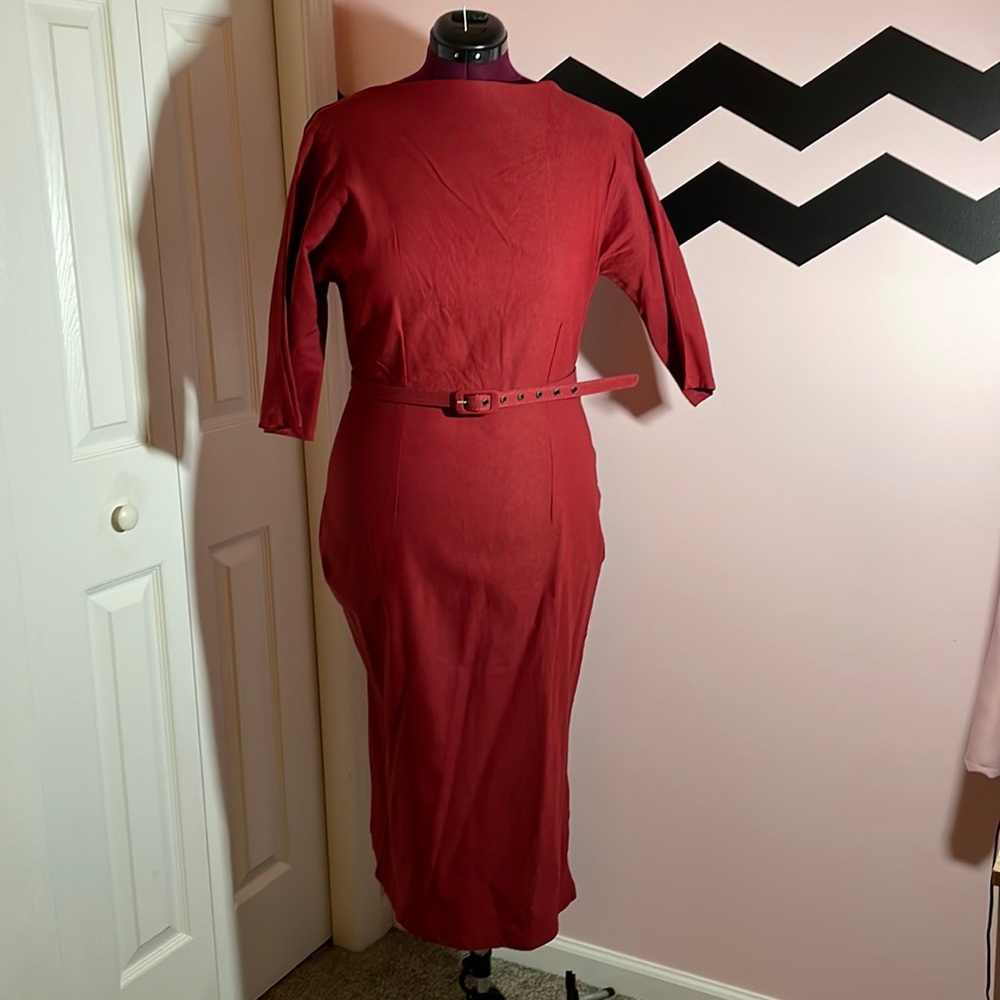 Unique Vintage Maroon Wiggle Dress XL/14 NWT